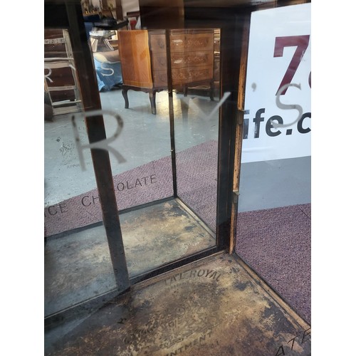 315 - Frys Chocolate Cabinet No Damage to Glass has Wooden Doors to Reverse Unfortunately No Shelves &... 