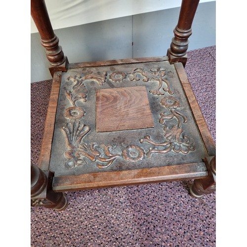 318 - Small Oak Carved Occasional Table Item is in Reasonable Condition there is a Square Part Missing fro... 