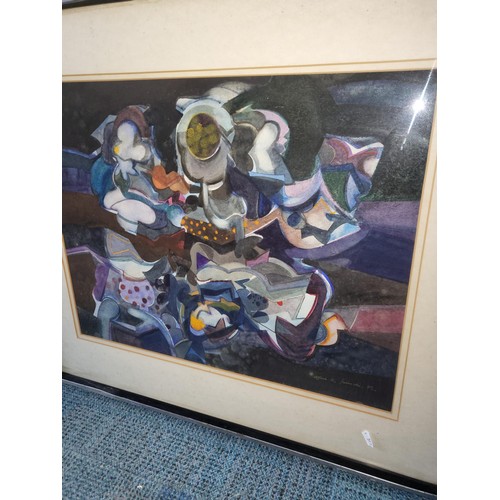 322 - Original Abstract Watercolor by Alfons B Jasinski RSW ( Scottish b.1945) Titled Dark Place Signed &a... 