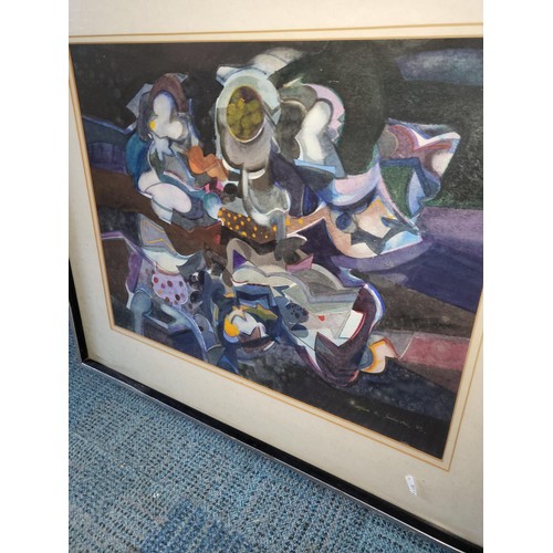 322 - Original Abstract Watercolor by Alfons B Jasinski RSW ( Scottish b.1945) Titled Dark Place Signed &a... 