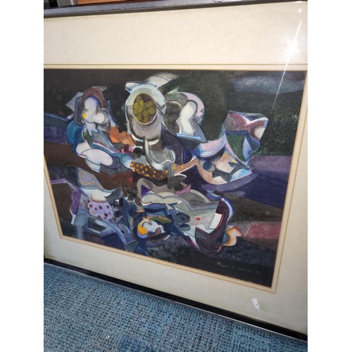 322 - Original Abstract Watercolor by Alfons B Jasinski RSW ( Scottish b.1945) Titled Dark Place Signed &a... 