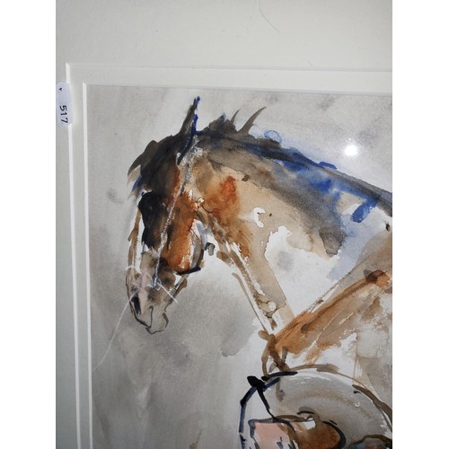 324 - Original Watercolor Depicts a Horse Having its shoe Repaired Very Good Detail Signed Lower Left F. R... 