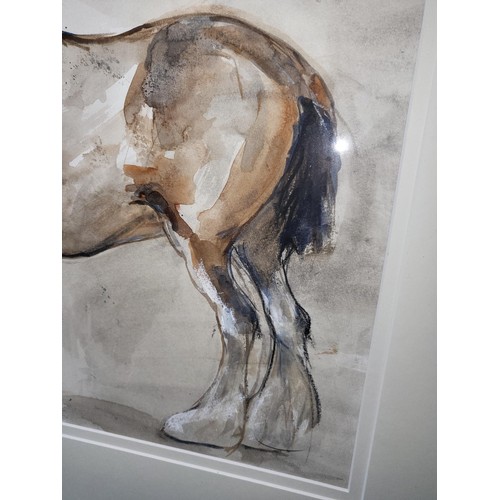 324 - Original Watercolor Depicts a Horse Having its shoe Repaired Very Good Detail Signed Lower Left F. R... 