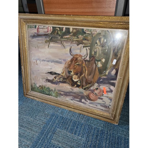 326 - Original Painting by Laelia Armine Cockburn 1894-1969 RSW The Painting Depicts a Cow Titled Midday R... 