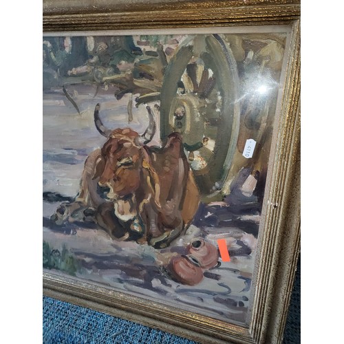 326 - Original Painting by Laelia Armine Cockburn 1894-1969 RSW The Painting Depicts a Cow Titled Midday R... 