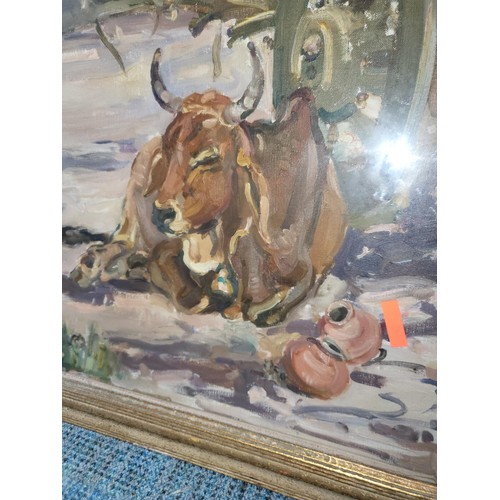 326 - Original Painting by Laelia Armine Cockburn 1894-1969 RSW The Painting Depicts a Cow Titled Midday R... 