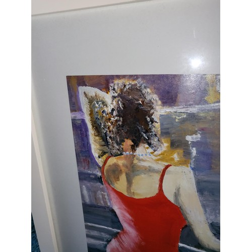 329 - Original Acrylic Painting by Charles Powrie Titled Lonely Women Measures 44.5cm Tall by 34.5cm Wide