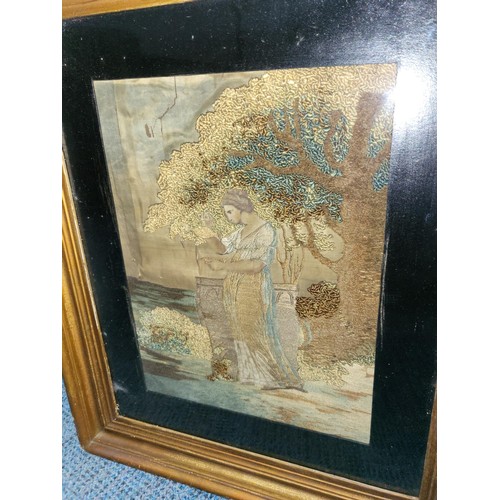 332 - Very Rare Early Silk Tapestry Depicting a Female Figure Item Does Have Some Wear as Shown in Photos ... 