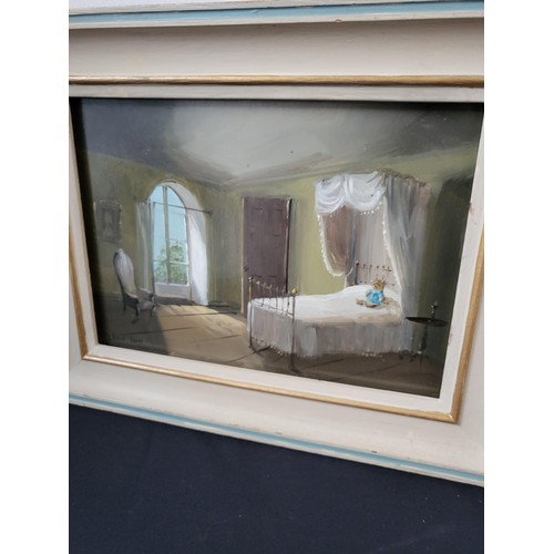 337 - Pair of Deborah Jones Original Oil Paintings Depicting Bedroom Scenes both Signed Lower Left One Mea... 