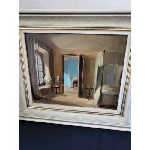 337 - Pair of Deborah Jones Original Oil Paintings Depicting Bedroom Scenes both Signed Lower Left One Mea... 