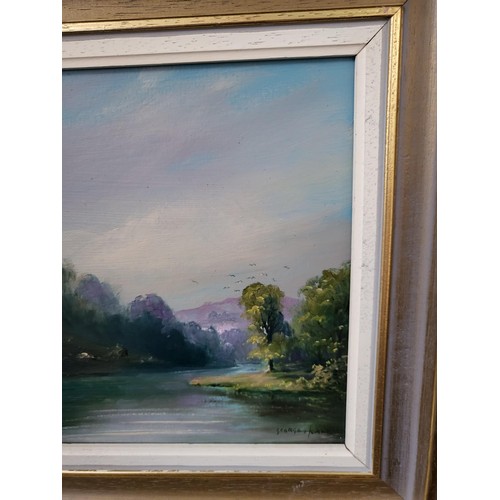 338 - Small Original Painting by George Horne Depicting a River & Cottage Scene Titled Tuckenhay Measu... 