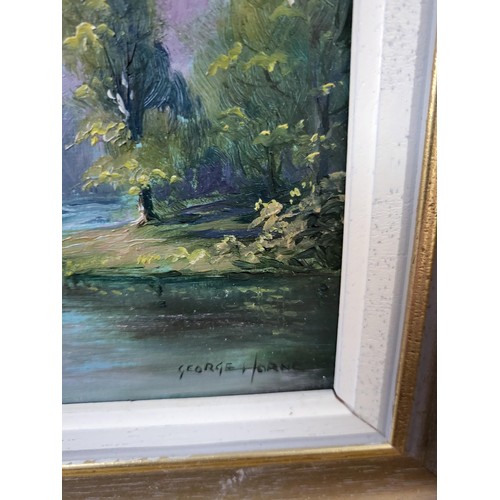 338 - Small Original Painting by George Horne Depicting a River & Cottage Scene Titled Tuckenhay Measu... 