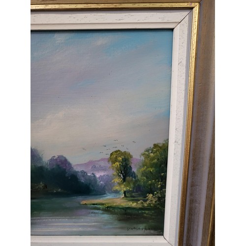 338 - Small Original Painting by George Horne Depicting a River & Cottage Scene Titled Tuckenhay Measu... 