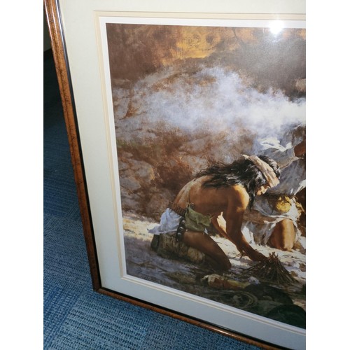 345 - Howard Terpning Signed Limited Edition Print 339/1000 Titled Apache Fire Makers Item Measures 94cm L... 