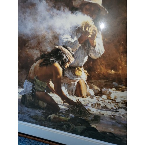 345 - Howard Terpning Signed Limited Edition Print 339/1000 Titled Apache Fire Makers Item Measures 94cm L... 