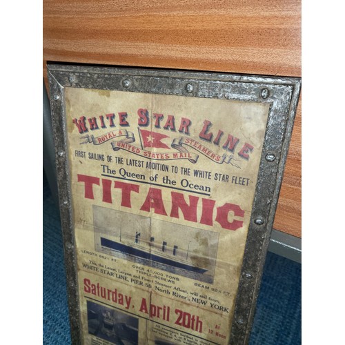 346 - Reproduction Titanic Poster Custom Framed to Make it Look Real Measures 46.5cm Tall by 21.5cm Wide