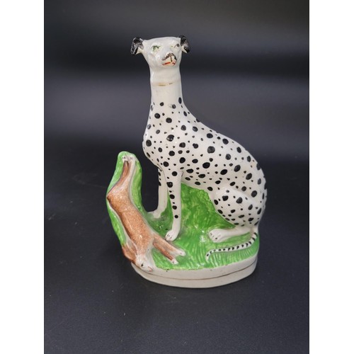 380 - Two Rare Early Staffordshire Figures Circa 1800s Measures Both Measure around 20cm Dalmatian has Hai... 