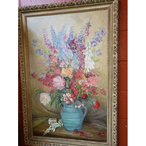 383 - Original Still Life Oil Painting Signed Kathryn Lee Mitchell Measures 115cm Tall by 78cm