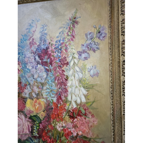 383 - Original Still Life Oil Painting Signed Kathryn Lee Mitchell Measures 115cm Tall by 78cm