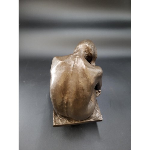 117 - Nude Lady Seated Resin Bronze Sculpture, Signed as Seen in Photo 12/12 Height 23cm