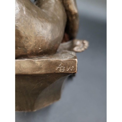 117 - Nude Lady Seated Resin Bronze Sculpture, Signed as Seen in Photo 12/12 Height 23cm