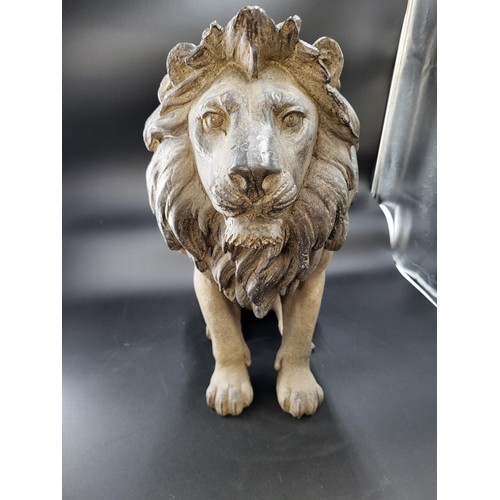 120 - Large Lion Sculpture Hollow Resin, Height 48cm