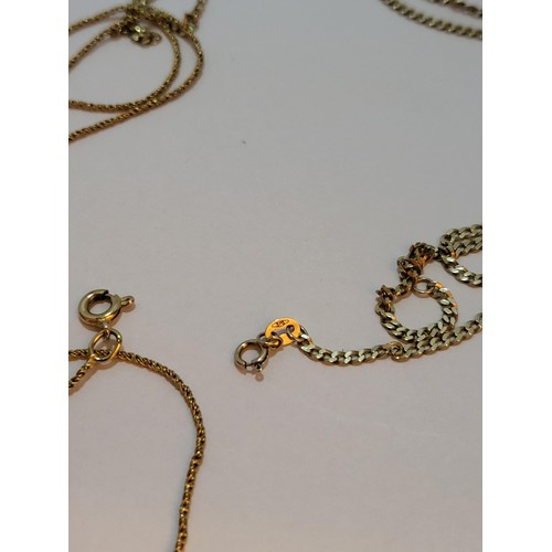 16 - Three 9ct Gold Chains Measure 48cm Unclasped all Fully Hallmarked (Weight 7g)