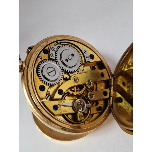 26 - 18ct Gold Ladies Half Hunter Pocket Watch in Working Order Inner Cover Plated ( Weight 26.8g include... 