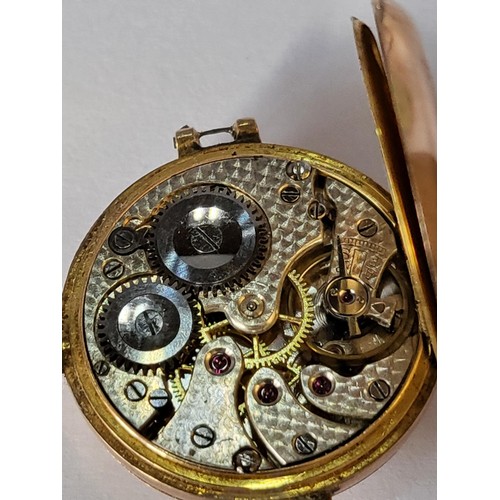 27 - Antique 9ct Gold Ladies Watch Case with Movement along with 9ct Gold Chain Both Spares or Repair (Wa... 