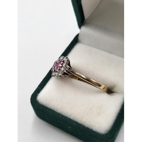 61 - 9ct Gold Diamond & Ruby Cluster Ring Size N/O Gorgeous Diamonds ( Weighs 2.9g)
