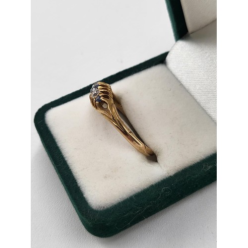 62 - 18ct Gold Diamond & Sapphire Ring Size P Fully Hallmarked ( Weighs 2.8g)