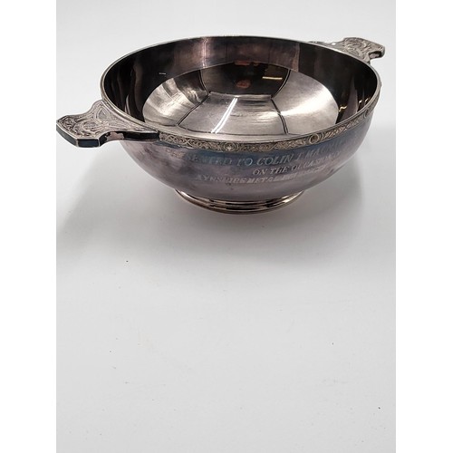 74 - Sterling Silver Quaich with Presentation Inscription on Front Presented 1998 Hallmarked Edinburgh ( ... 