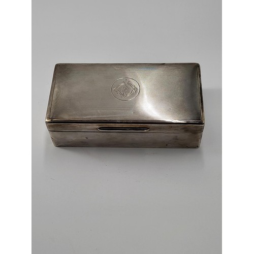 75 - Sterling Silver Cigarette Box in Nice Condition Measures 17.5cm Long by 9cm Deep