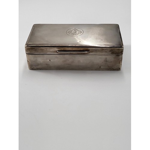 75 - Sterling Silver Cigarette Box in Nice Condition Measures 17.5cm Long by 9cm Deep