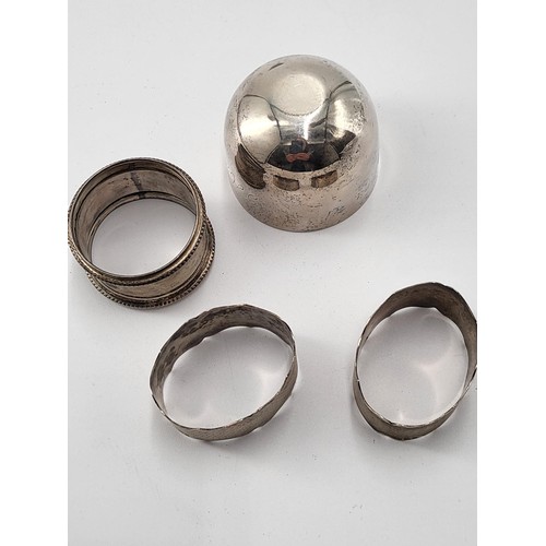 76 - Sterling Silver Tumbler along with Three Sterling Silver Napkin Rings all Fully Hallmarked ( Weighs ... 