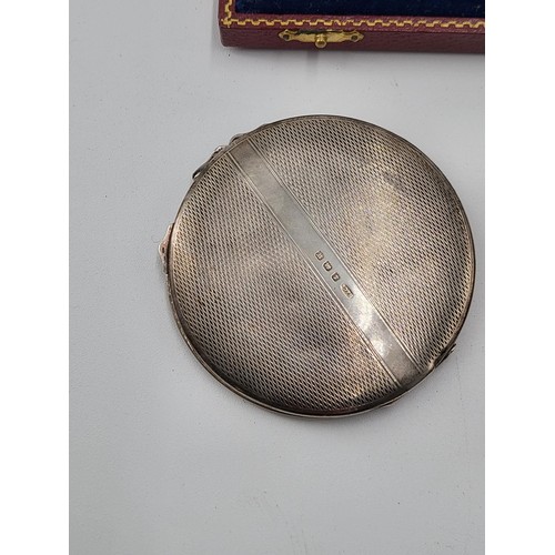 77 - Sterling Silver Compact along with Sterling Cigarette Case along with Apostle Cased Spoon Fully Hall... 