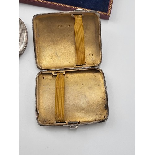 77 - Sterling Silver Compact along with Sterling Cigarette Case along with Apostle Cased Spoon Fully Hall... 