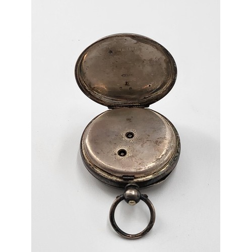 83 - Sterling Silver Cased Open Face Pocket watch Not Working & Case Scratched