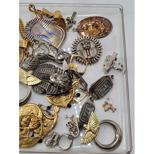86 - Collection of Egyptian Costume Jewellery Includes Pendants, Rings, Brooches
