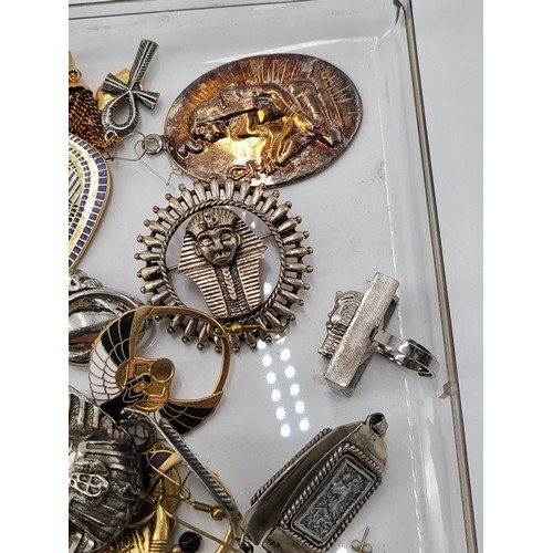 86 - Collection of Egyptian Costume Jewellery Includes Pendants, Rings, Brooches