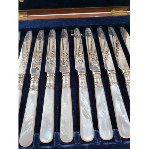 89 - Cased Silver Plated & Mother of Pearl Fruit Forks & Knifes