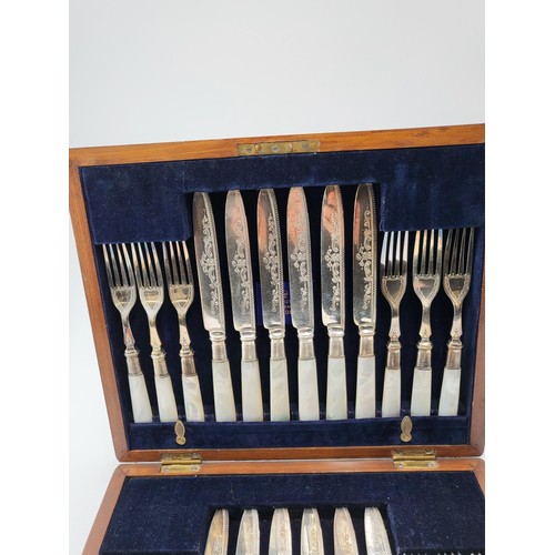 90 - Cased Silver Plated & Mother of Pearl Fruit Forks & Knifes