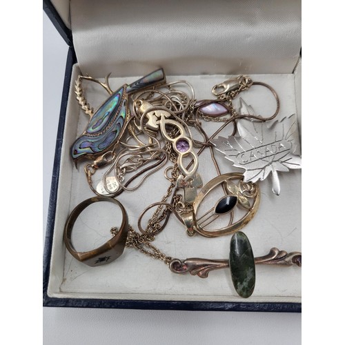 69 - Small Collection of Sterling Silver Jewellery Includes Bird Brooch, Necklaces & Pendants, Ring