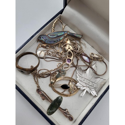 69 - Small Collection of Sterling Silver Jewellery Includes Bird Brooch, Necklaces & Pendants, Ring