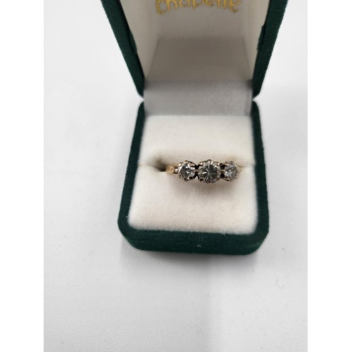 92 - 18ct Gold & Diamond Trilogy Ring the Ring is Hallmarked but is Nearly Gone has Been Electronical... 