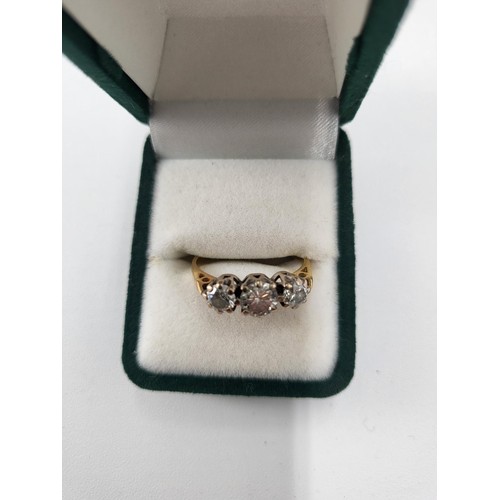 92 - 18ct Gold & Diamond Trilogy Ring the Ring is Hallmarked but is Nearly Gone has Been Electronical... 