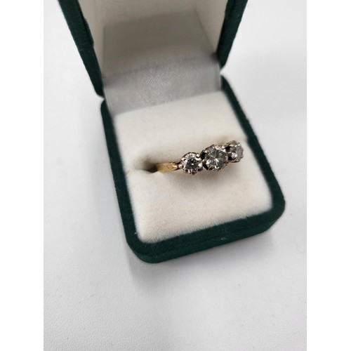 92 - 18ct Gold & Diamond Trilogy Ring the Ring is Hallmarked but is Nearly Gone has Been Electronical... 