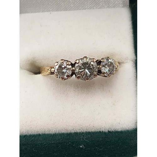 92 - 18ct Gold & Diamond Trilogy Ring the Ring is Hallmarked but is Nearly Gone has Been Electronical... 