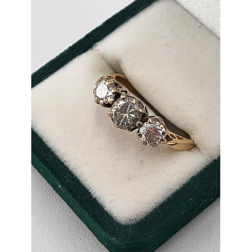 92 - 18ct Gold & Diamond Trilogy Ring the Ring is Hallmarked but is Nearly Gone has Been Electronical... 