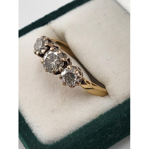 92 - 18ct Gold & Diamond Trilogy Ring the Ring is Hallmarked but is Nearly Gone has Been Electronical... 